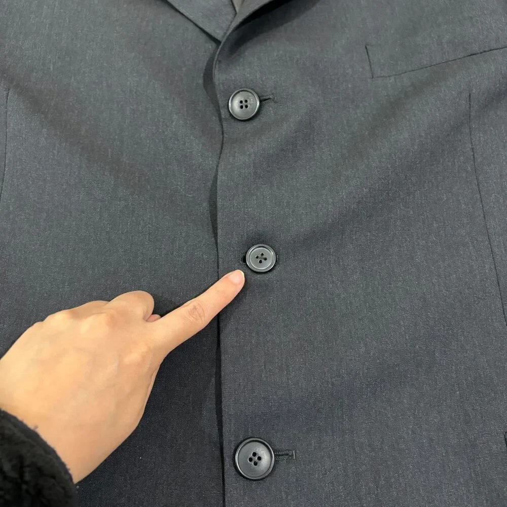 Ermenegildo Zegna Tessuto Charcoal Superfine Wool Blazer Sport Coat Men 56 Italy